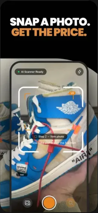 Vintage Snap app showing a price estimate for a scanned item